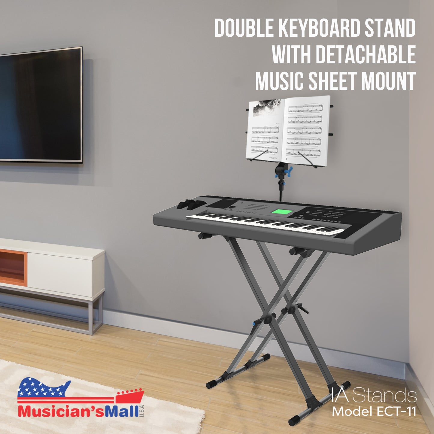 IA Stands ECT11 Adjustable X-Style Keyboard Stand with Music Sheet Holder