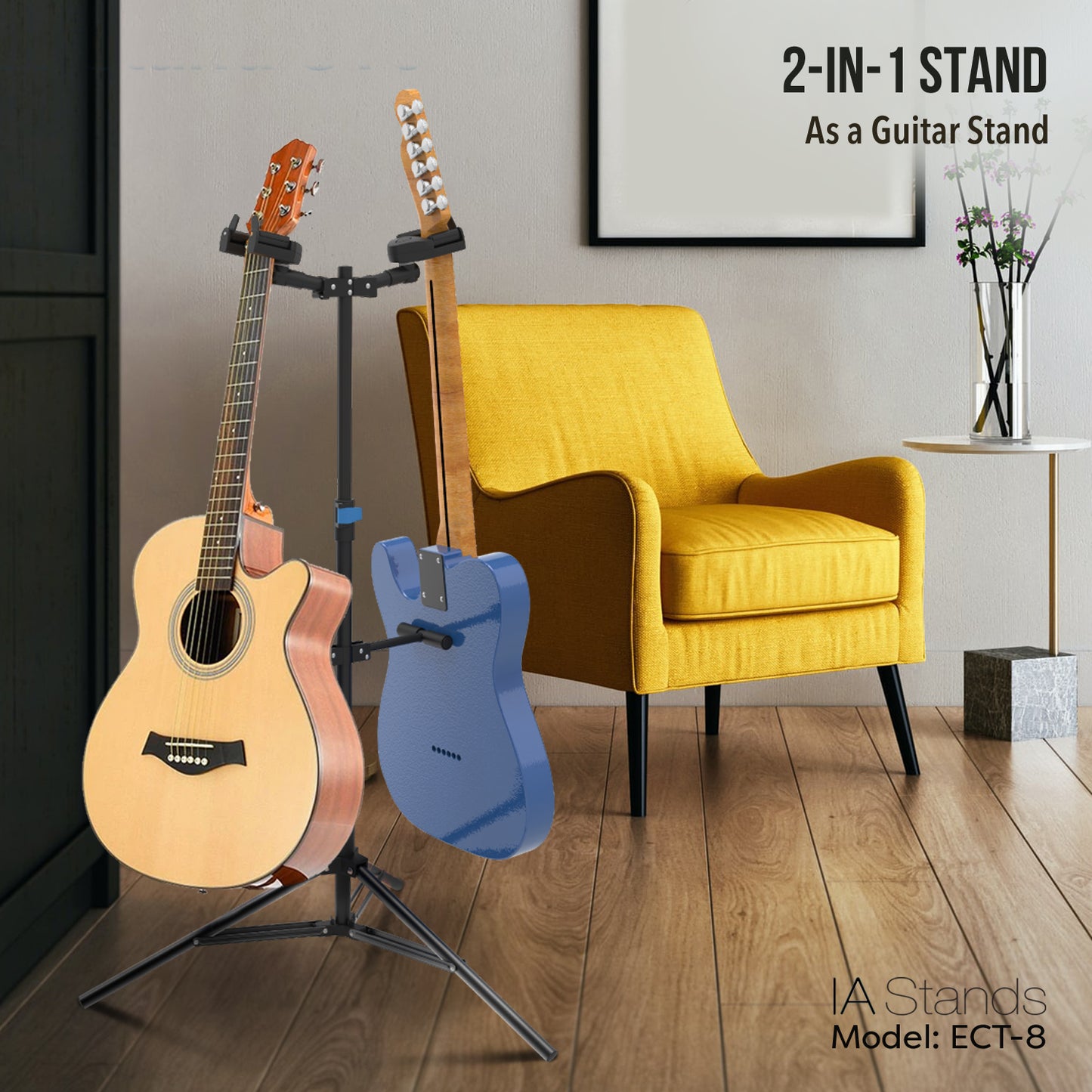 IA Stands ECT8 Dual Guitar Stand with Music Sheet Holder