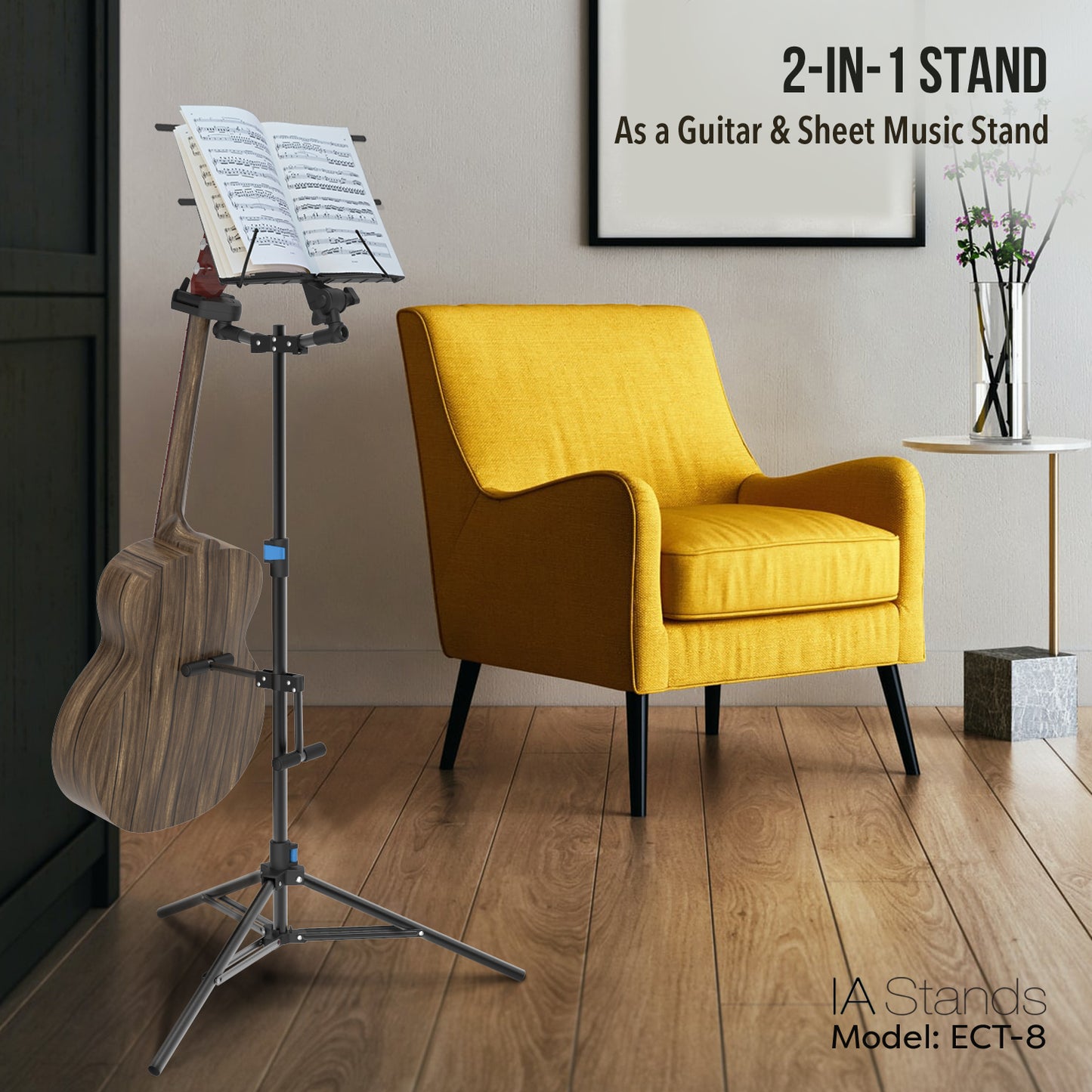 IA Stands ECT8 Dual Guitar Stand with Music Sheet Holder