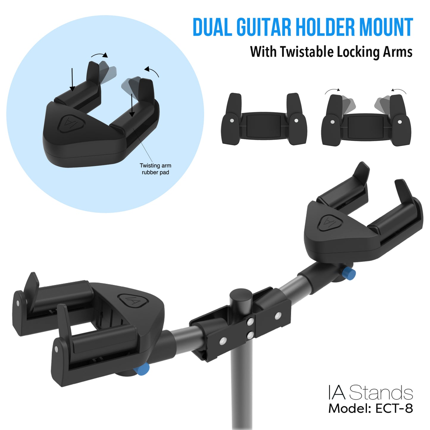 IA Stands ECT8 Dual Guitar Stand with Music Sheet Holder