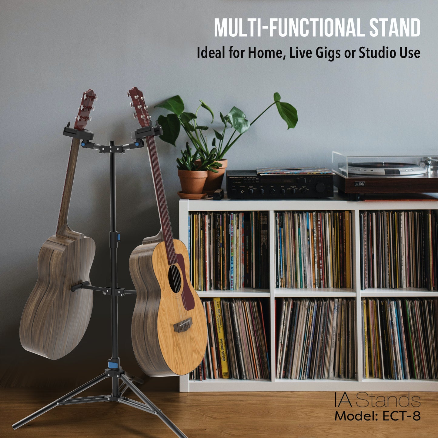 IA Stands ECT8 Dual Guitar Stand with Music Sheet Holder