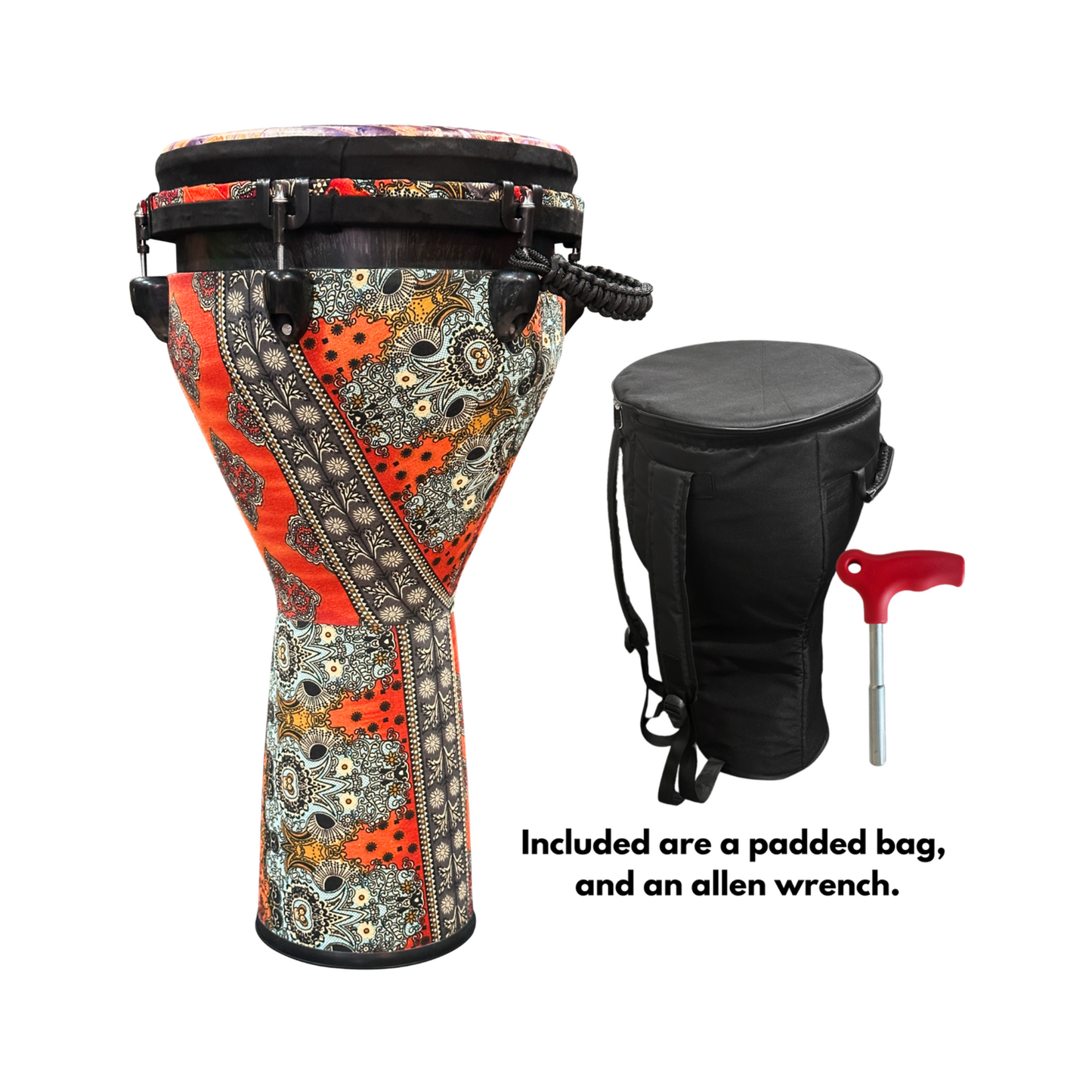Djembe Drum 12 Inch Head with Complimentary Djembe Bag and Allen Wrench