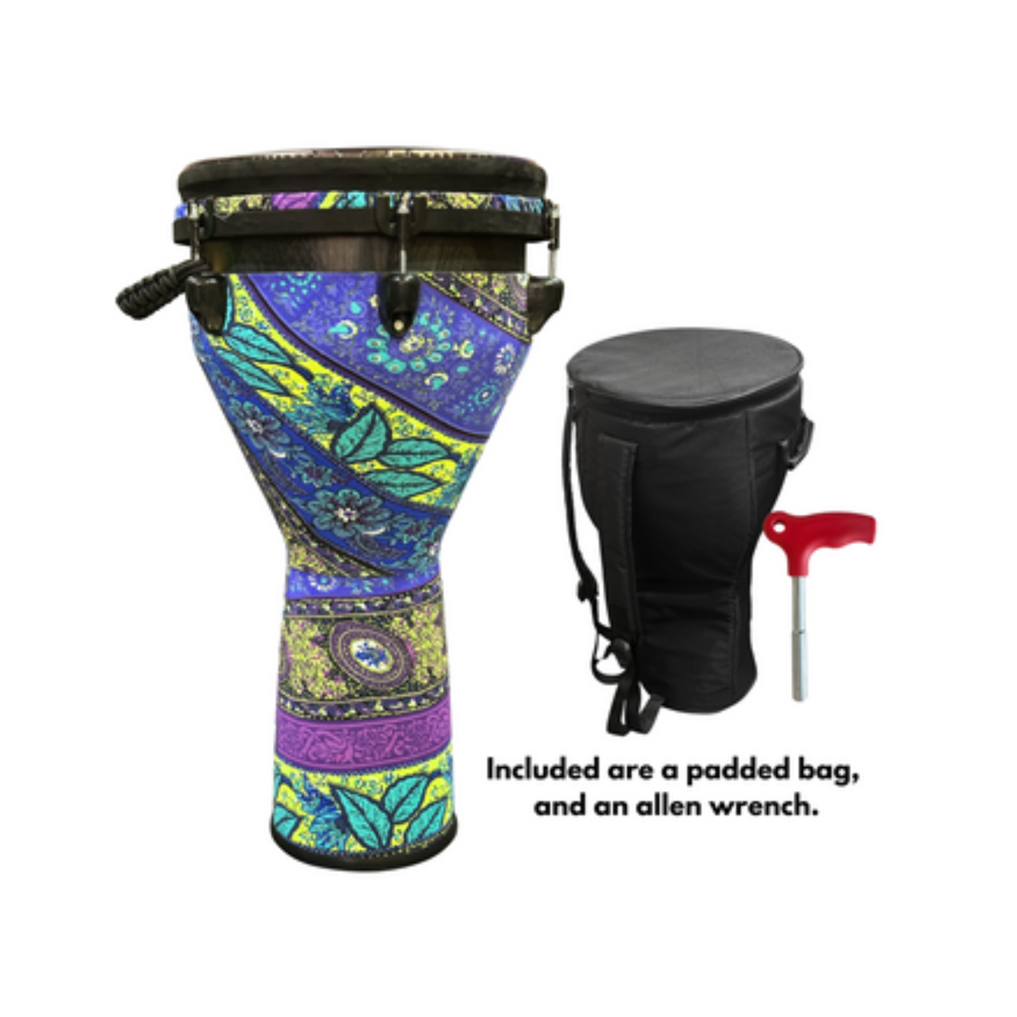 Djembe Drum 12 Inch Head with Complimentary Djembe Bag and Allen Wrench