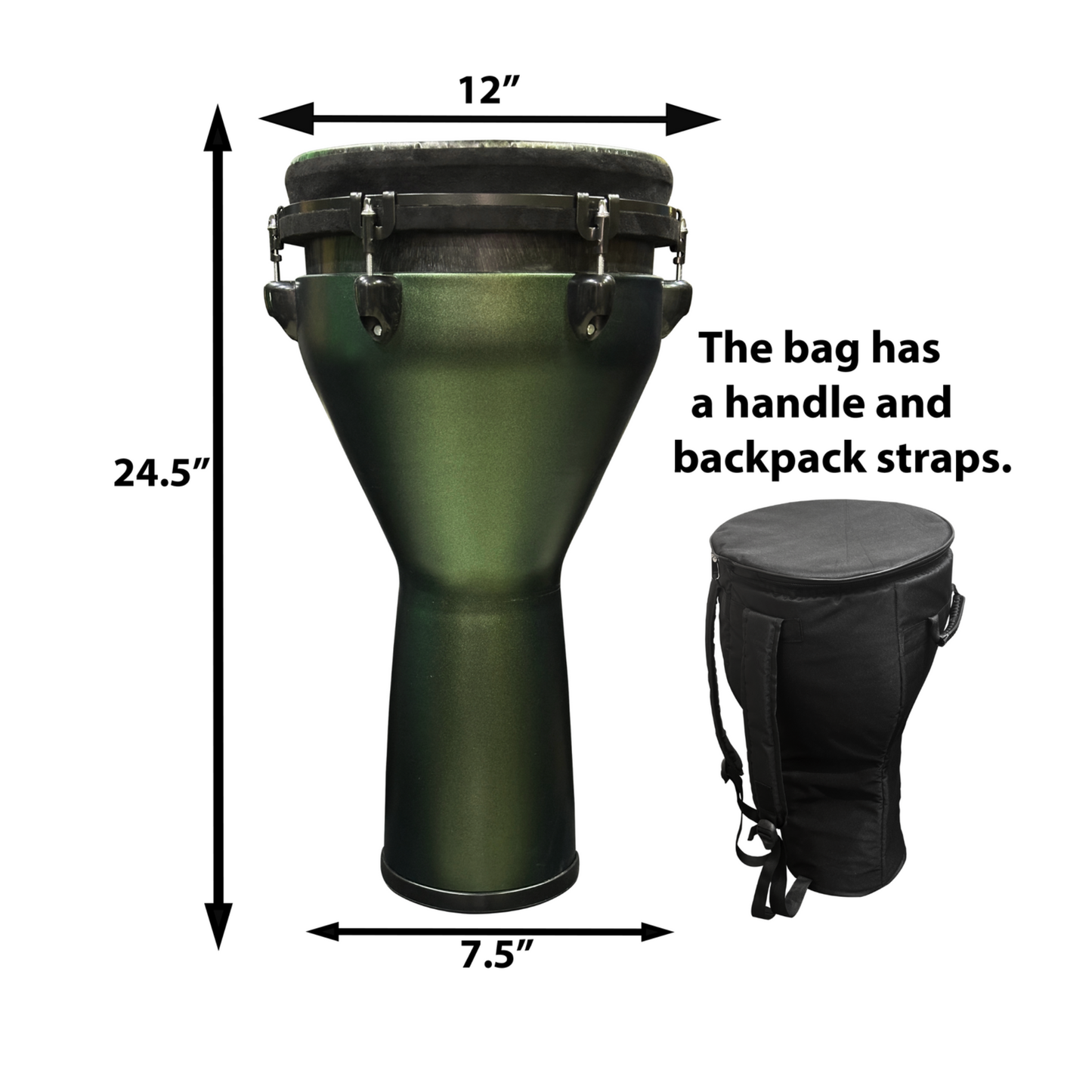 Djembe Drum 12 Inch Head with Complimentary Djembe Bag and Allen Wrench
