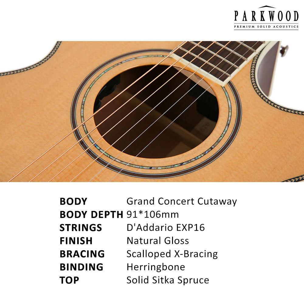 Parkwood Grand Concert Acoustic Electric Guitar P670